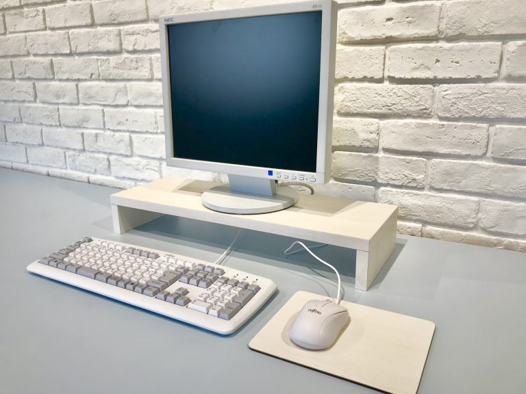KKL パソコンデスク モニター台付き 幅70cm×奥行48cm 机 pcデスク 棚